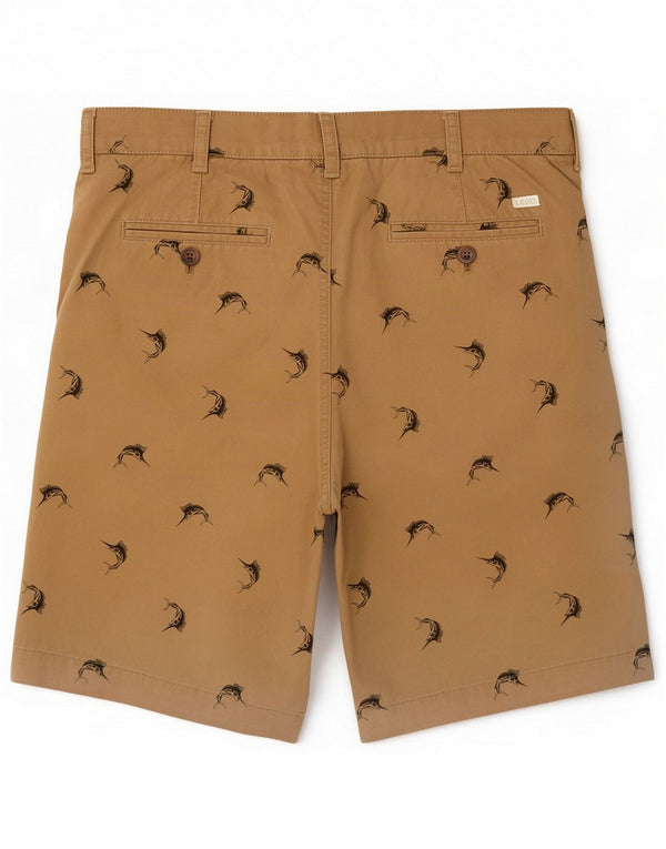 Izod Mens Graphic Chino Shorts Grande W36 Algodão Bege