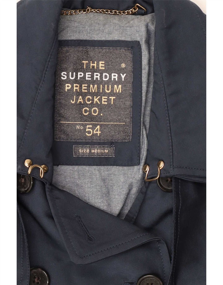 Trench Coat feminino Superdry UK 12 poliéster azul marinho médio
