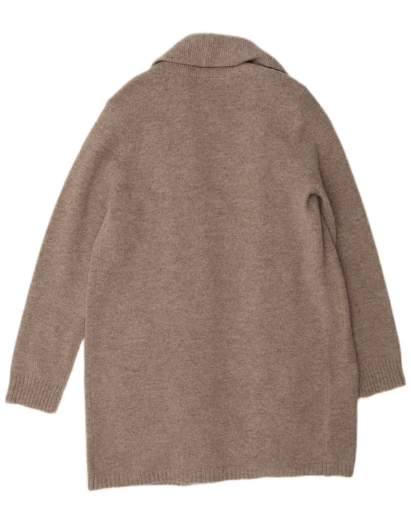 Suéter cardigã feminino Laura Ashley Longline Reino Unido 12 cinza médio manchado