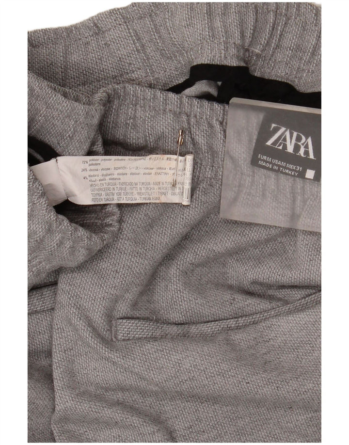 Calça chino masculina ZARA cônica média W32 L28 poliéster cinza