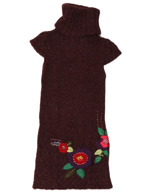 Vestido feminino Desigual com estampa gráfica UK 8 pequeno floral borgonha