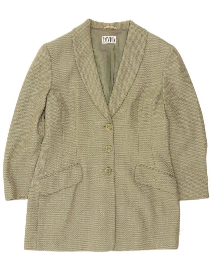 Jaqueta Blazer Feminina Vintage Longline 3 Botões IT 48 XL Khaki Chevron