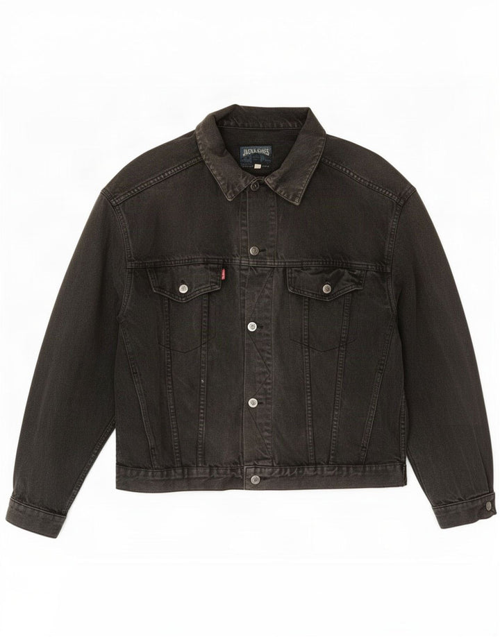 Jaqueta jeans masculina Jack & Jones Reino Unido 40 grande preta