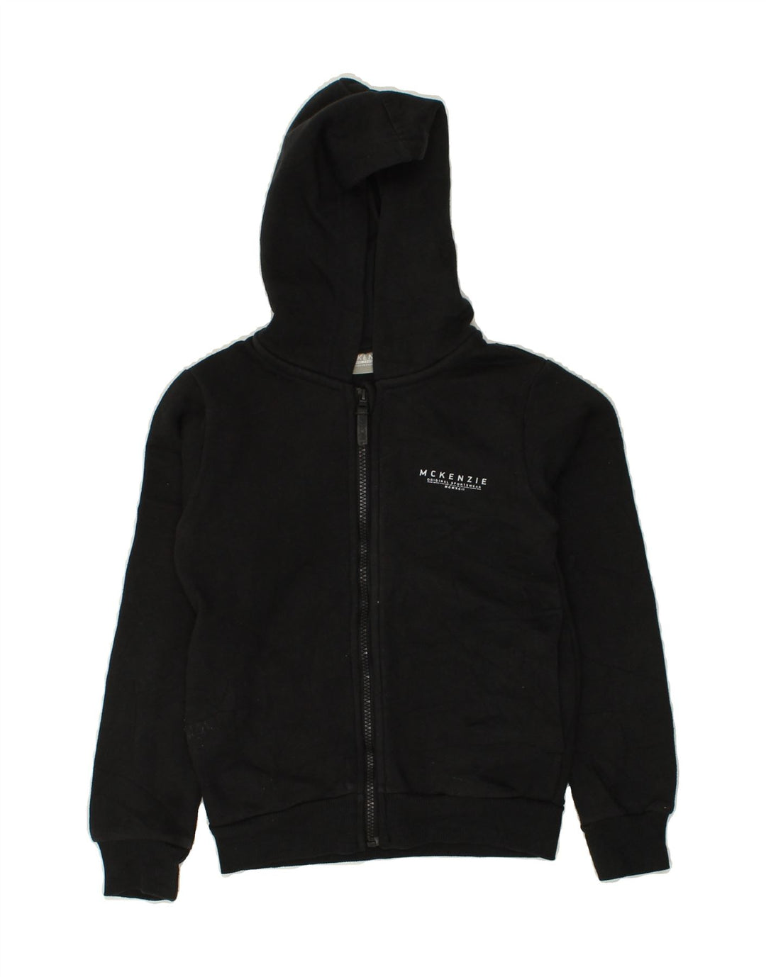 MCKENZIE Boys Graphic Zip Hoodie Sweater 8-9 Years Black Cotton | Vintage Mckenzie | Thrift | Second-Hand Mckenzie | Used Clothing | Messina Hembry 