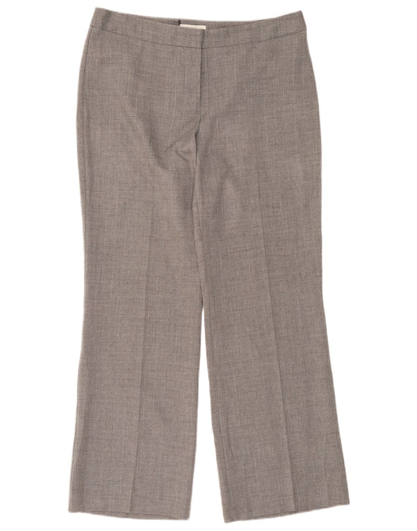 Calça feminina Marks & Spencer Reino Unido 14 médio W32 L28 espinha de peixe cinza