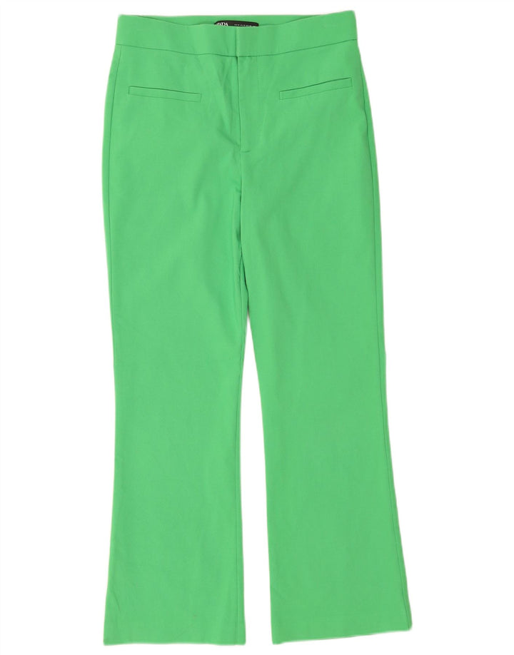 Calça feminina Zara Bootcut cortada média W28 L25 verde