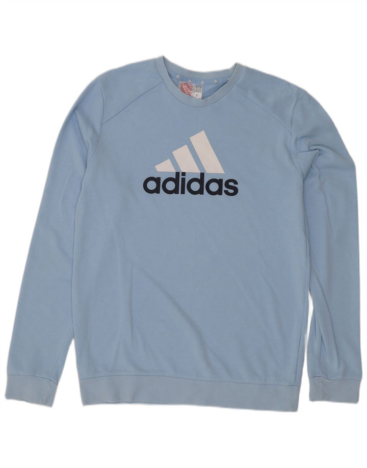 Adidas Meninos Graphic Sweatshirt Jumper 15-16 Anos Azul Algodão