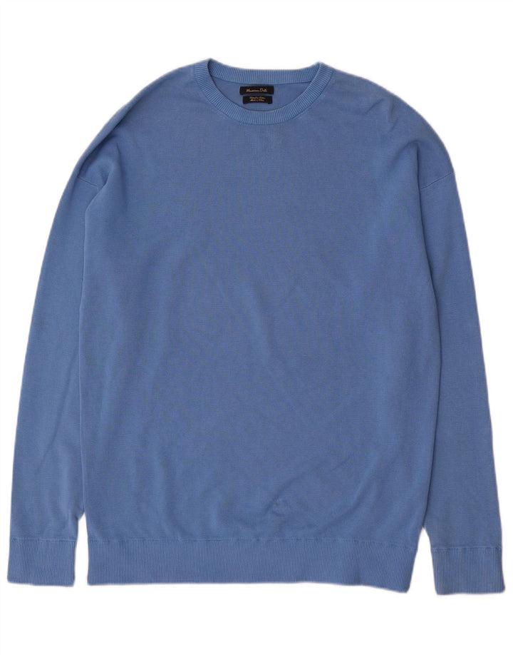 Suéter masculino Massimo Dutti com gola redonda e algodão azul médio