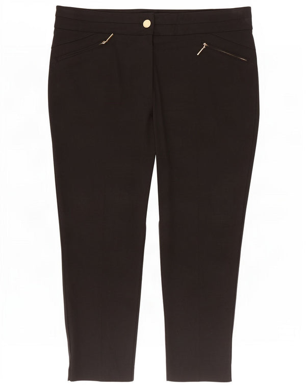 Calça feminina Marks & Spencer Slim Cropped Reino Unido 18 XL W38 L25 Algodão Preto