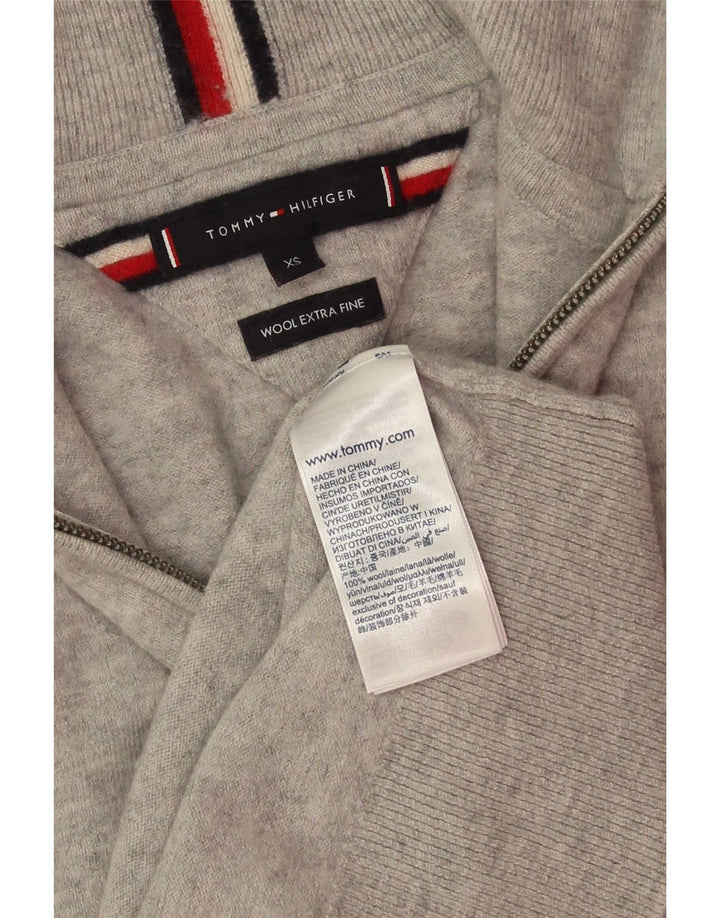 Suéter masculino Tommy Hilfiger com zíper e gola XS de lã cinza