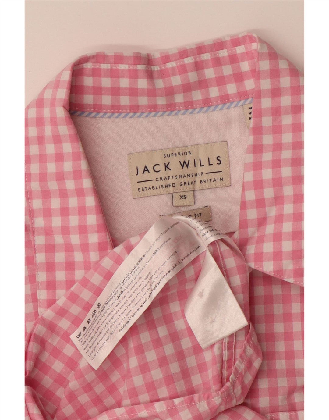 JACK WILLS Camisa masculina de ajuste clássico XS rosa algodão guingão