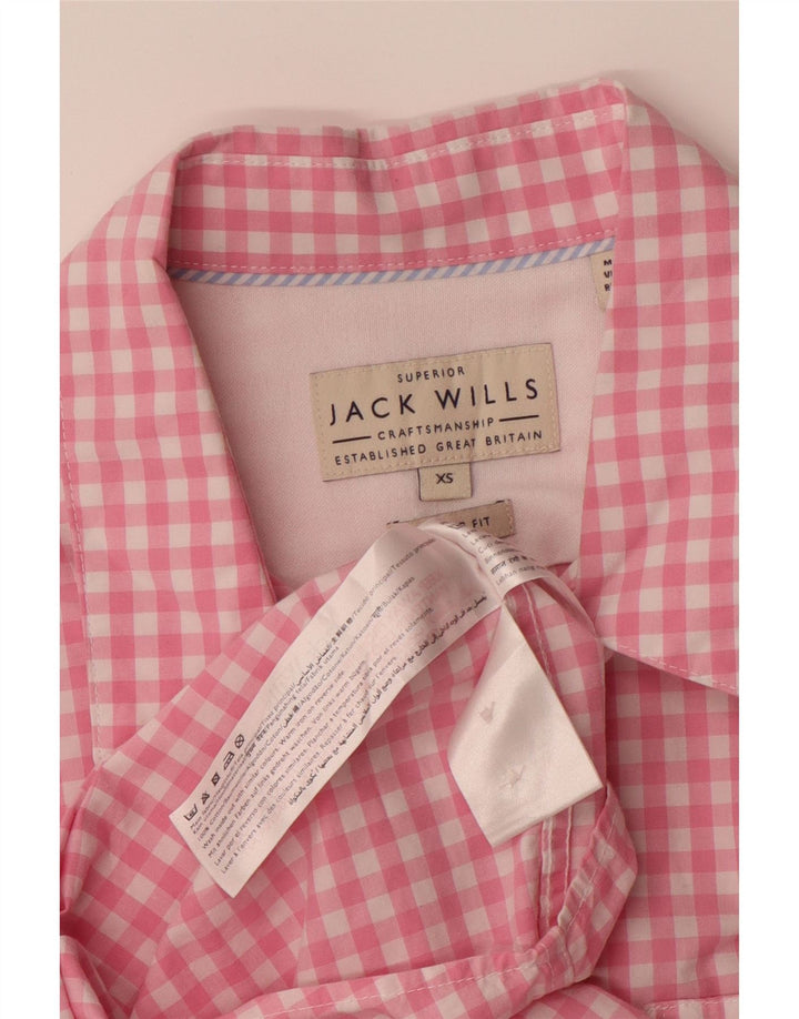 JACK WILLS Camisa masculina de ajuste clássico XS rosa algodão guingão
