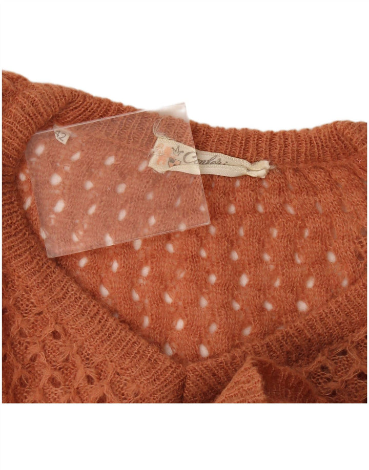Suéter feminino vintage com decote em V IT 42 marrom médio
