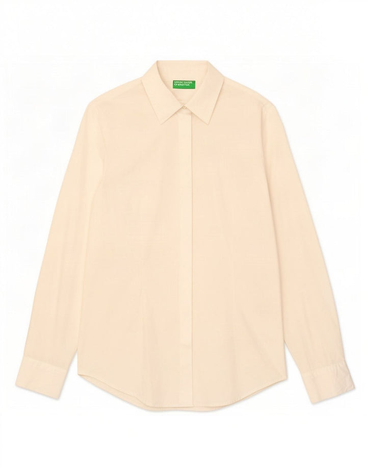 Camisa Benetton Mulher UK 12 Médio Branco