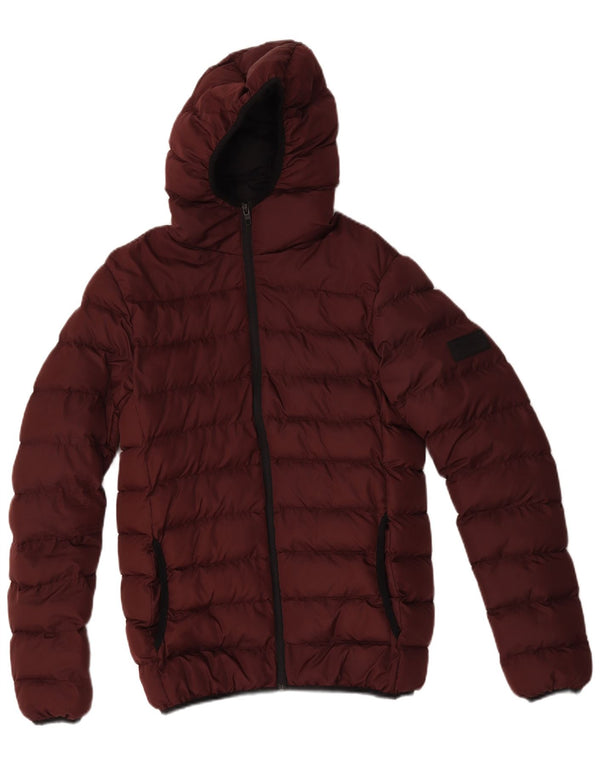 Jaqueta acolchoada com capuz masculina French Connection Reino Unido 34 XS Borgonha Poliéster