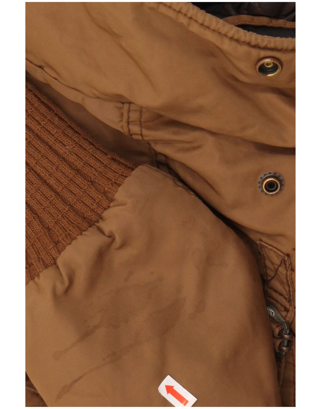 Jaqueta parka feminina com capuz militar KHUJO Reino Unido 14 poliéster marrom médio