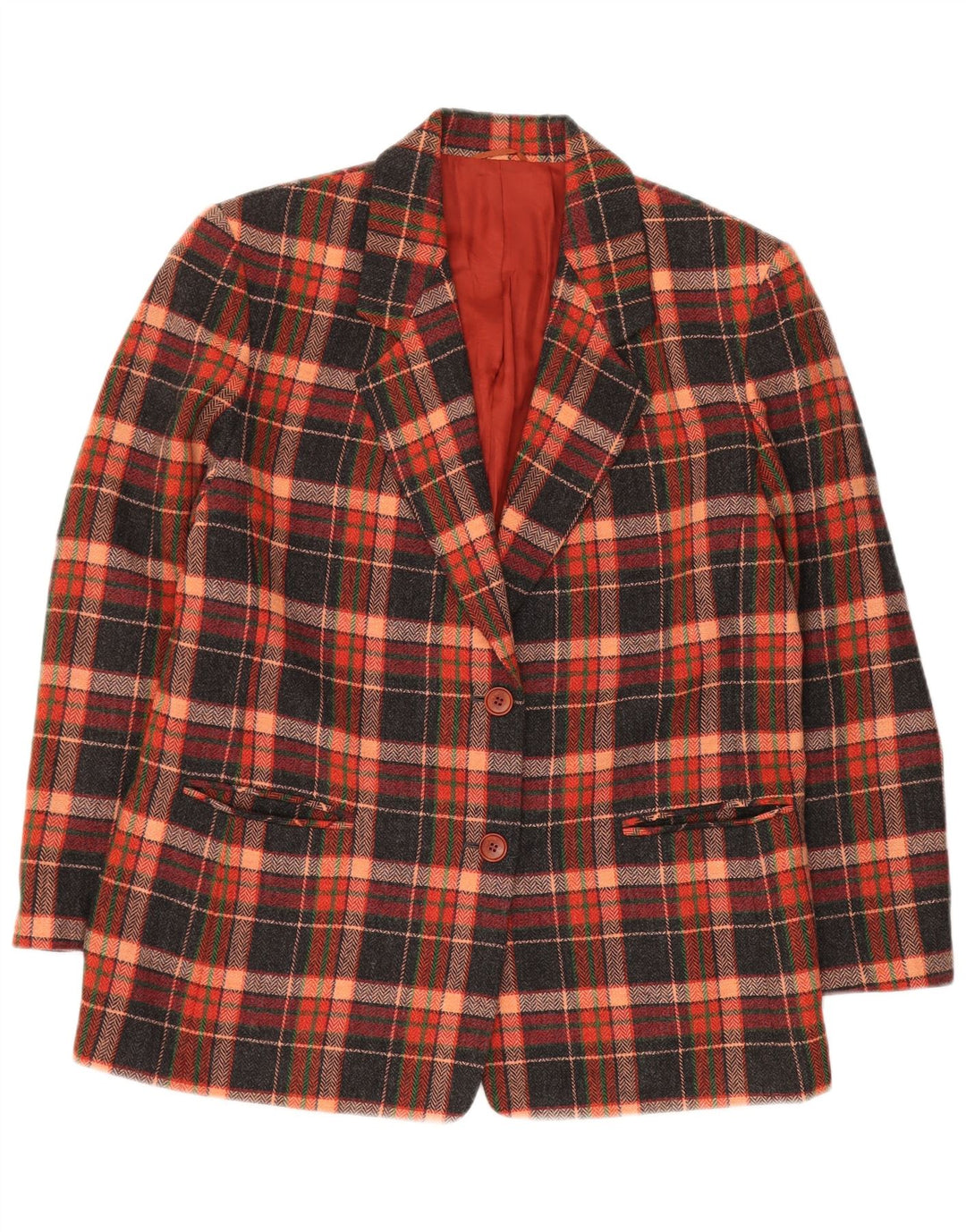Jaqueta blazer feminina VINTAGE com 2 botões IT 47 grande xadrez multicolorido