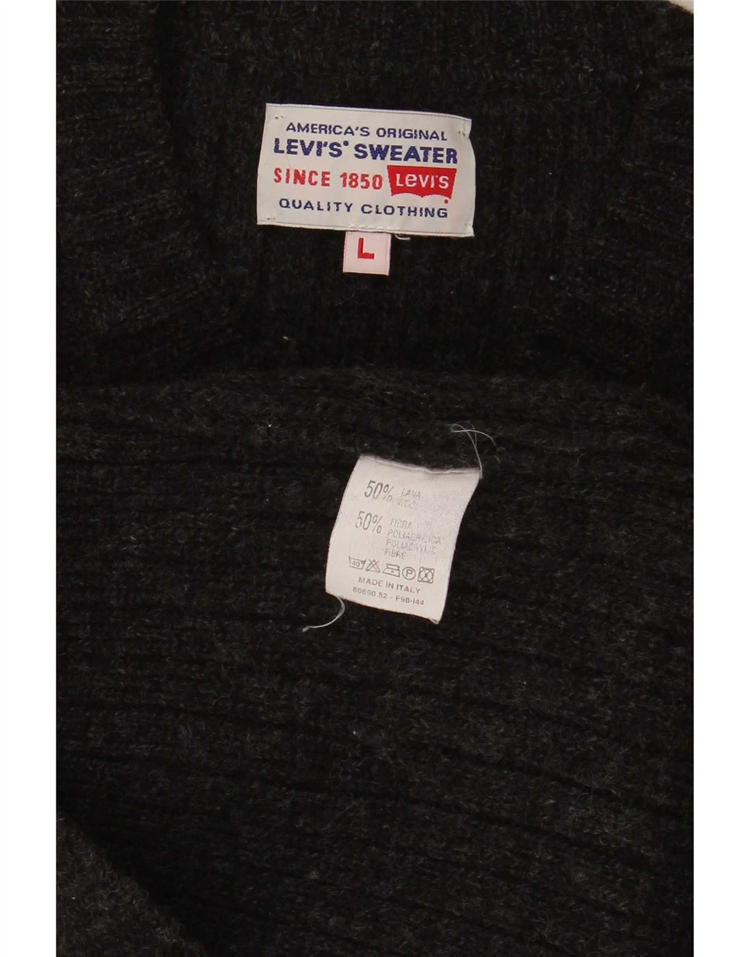 Suéter masculino Levi's com decote em V grande poliacrílico preto