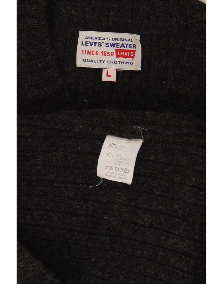 Suéter masculino Levi's com decote em V grande poliacrílico preto
