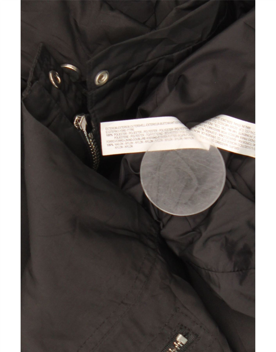 Jaqueta corta-vento feminina Massimo Dutti com capuz Reino Unido 14 poliéster preto médio
