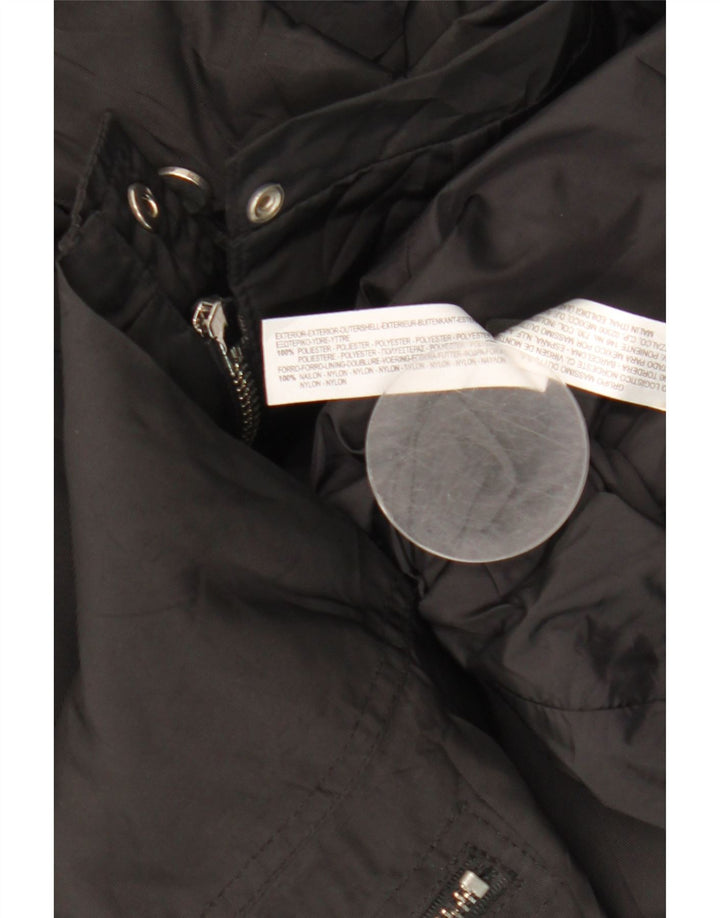 Jaqueta corta-vento feminina Massimo Dutti com capuz Reino Unido 14 poliéster preto médio
