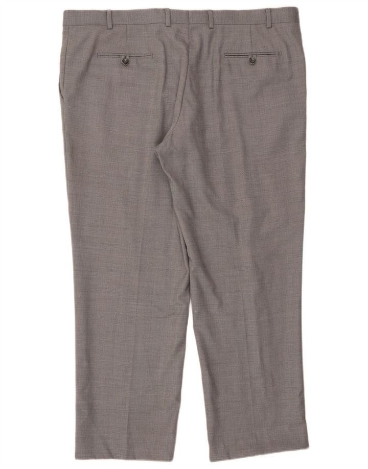 Calça masculina de terno cônico Marks & Spencer W44 L31 lã cinza
