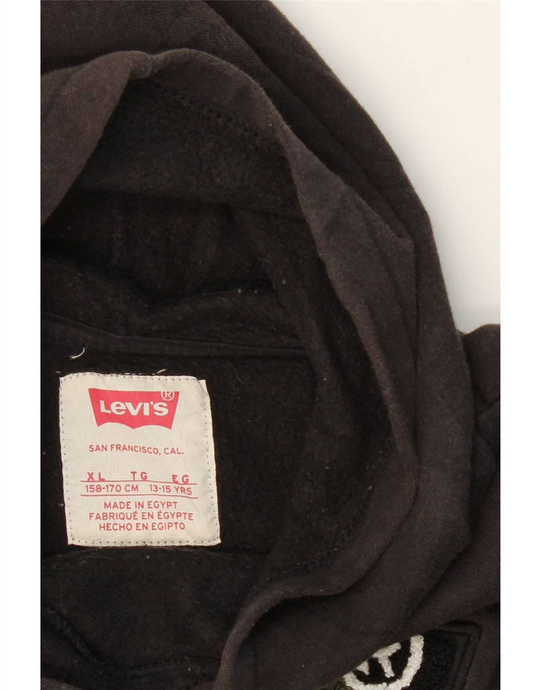 LEVI'S Boys Graphic Hoodie Jumper 13-14 Years XL  Grey Cotton Vintage Levi's and Second-Hand Levi's from Messina Hembry 