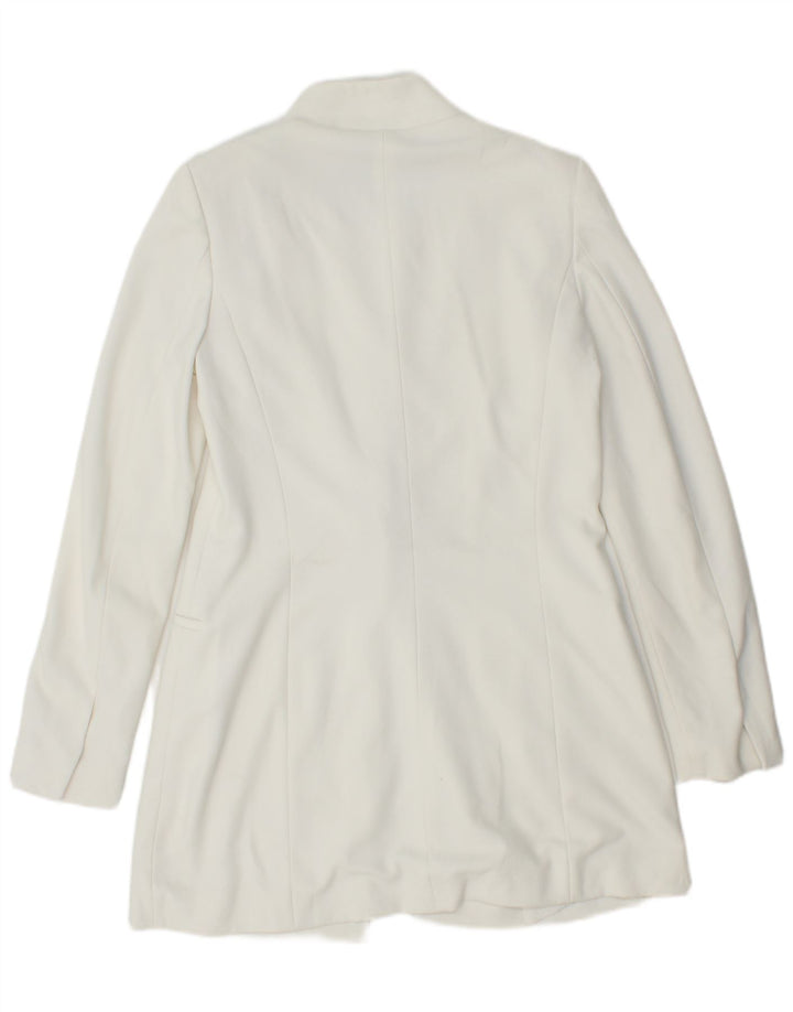 ZARA Womens Longline Blazer Jacket UK 12 Médio Poliéster Branco