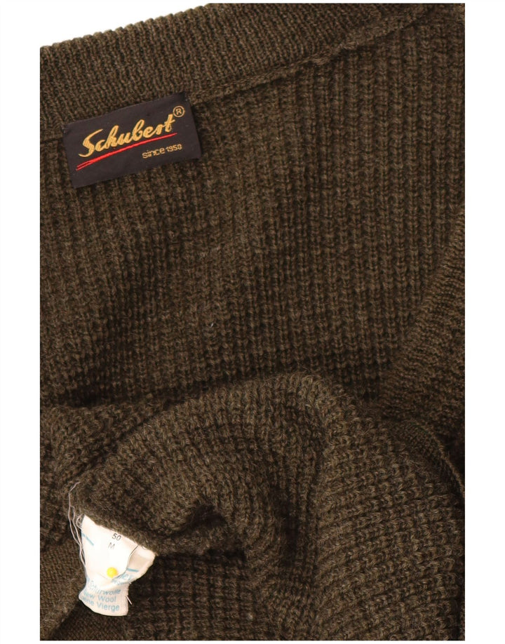 Suéter cardigã masculino vintage IT 50 médio cáqui lã nova