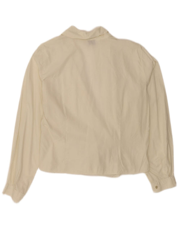 Blusa feminina Kaos Crop Wrap Shirt UK 16 grande algodão branco