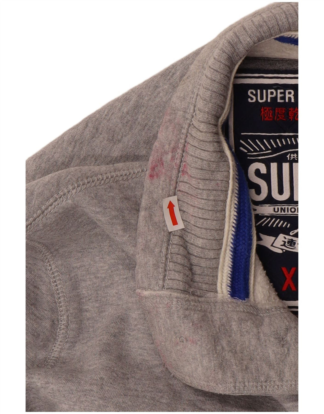 Suéter masculino SUPERDRY com gola e botão gráfico 2XL cinza manchado