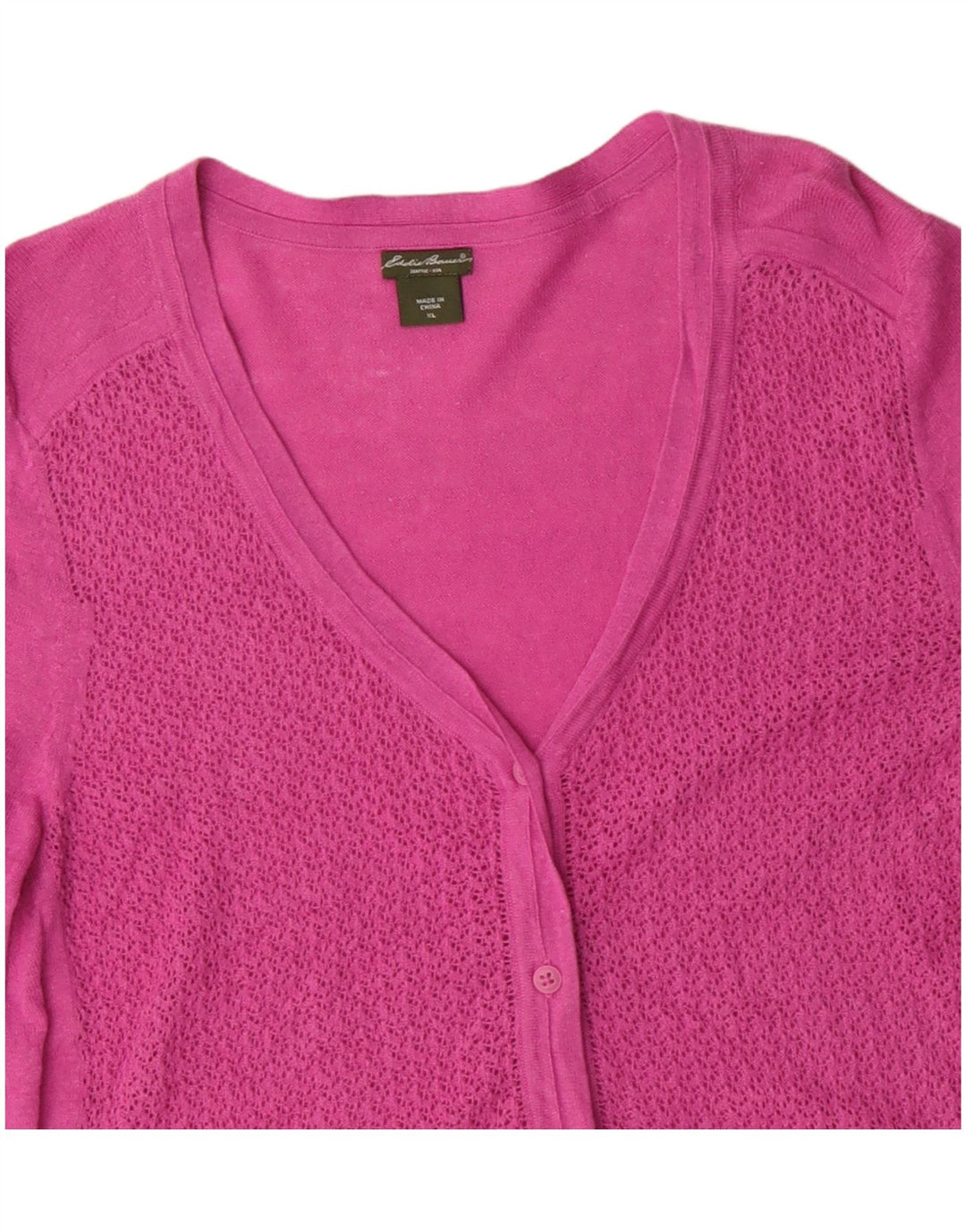 Suéter cardigã feminino Eddie Bauer manga 3/4 Reino Unido 18 XL linho rosa