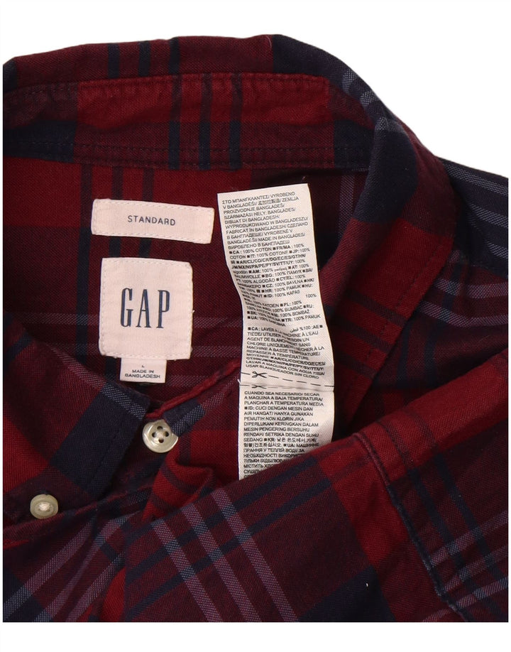 Camisa masculina de flanela com ajuste padrão padrão da Gap, algodão xadrez vermelho grande