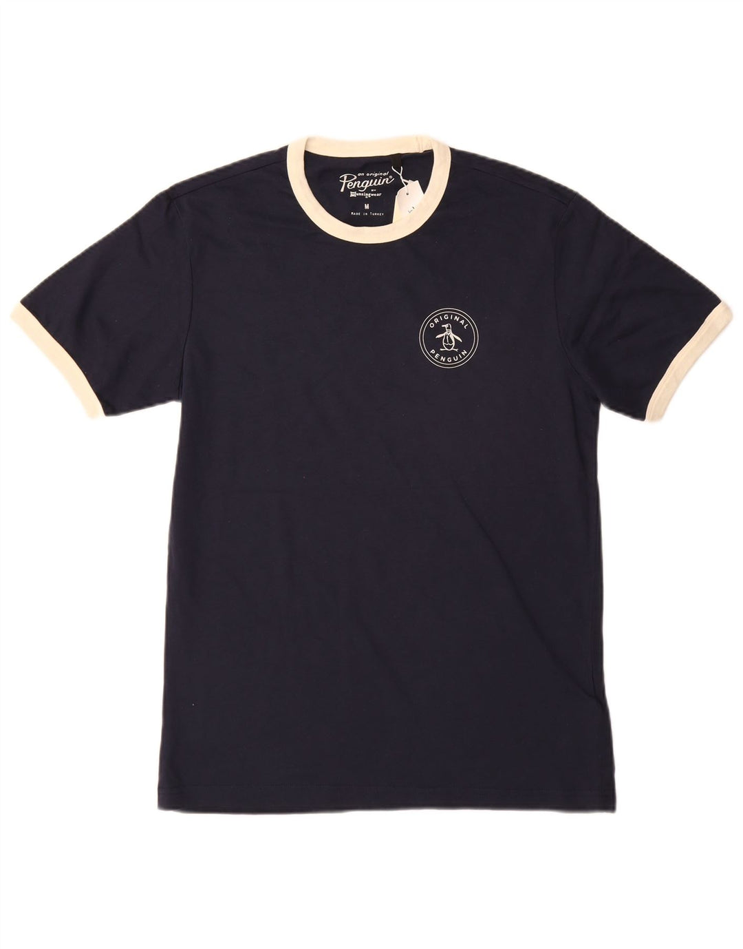 Camiseta masculina Penguin Top médio algodão azul marinho