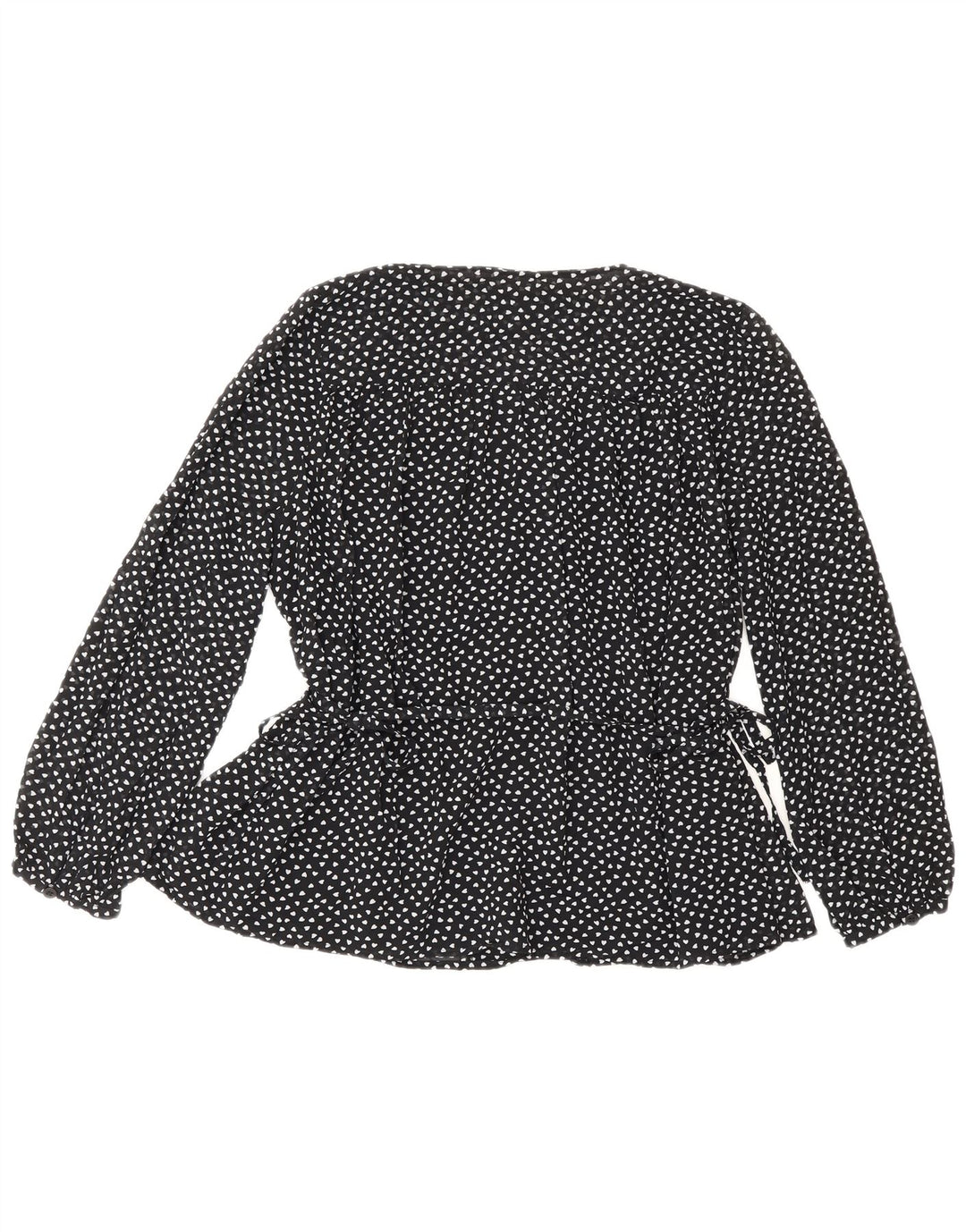 Blusa feminina Whistles Reino Unido 10 pequena coração de poliéster manchado preto