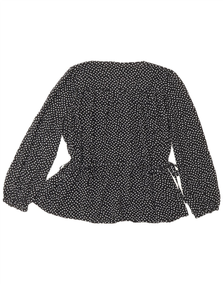 Blusa feminina Whistles Reino Unido 10 pequena coração de poliéster manchado preto