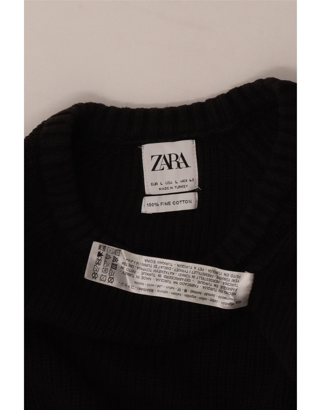 Suéter masculino Zara com gola redonda, grande algodão preto
