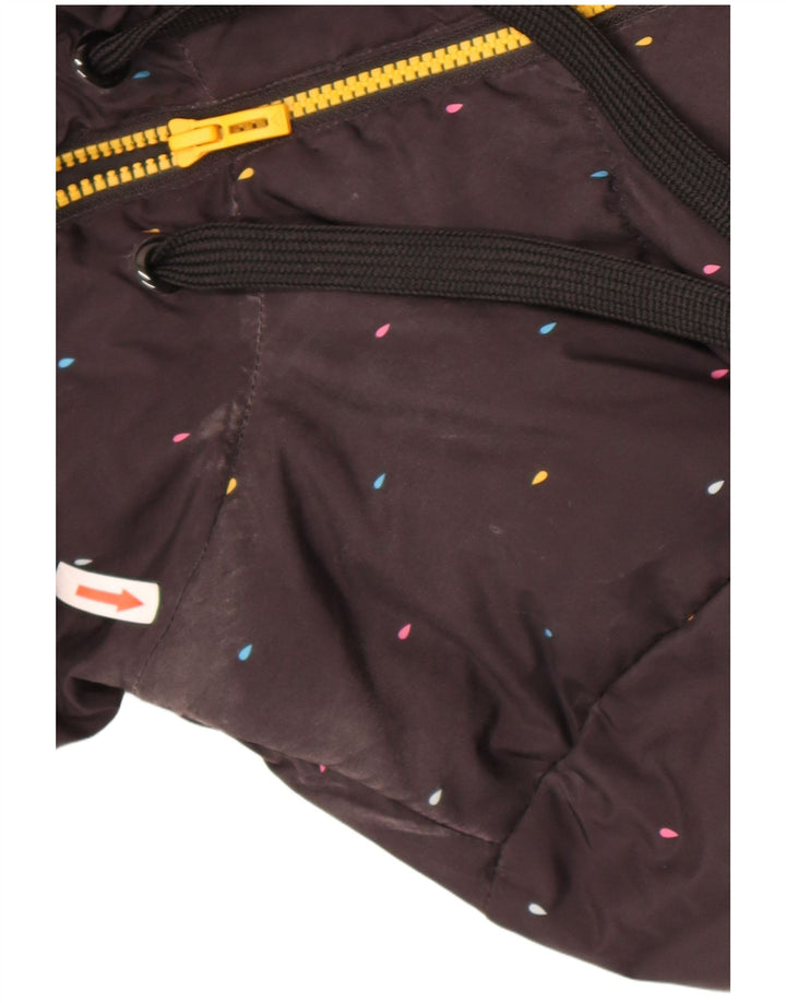 Jaqueta acolchoada com capuz feminina Adidas UK 14 poliéster manchado preto médio