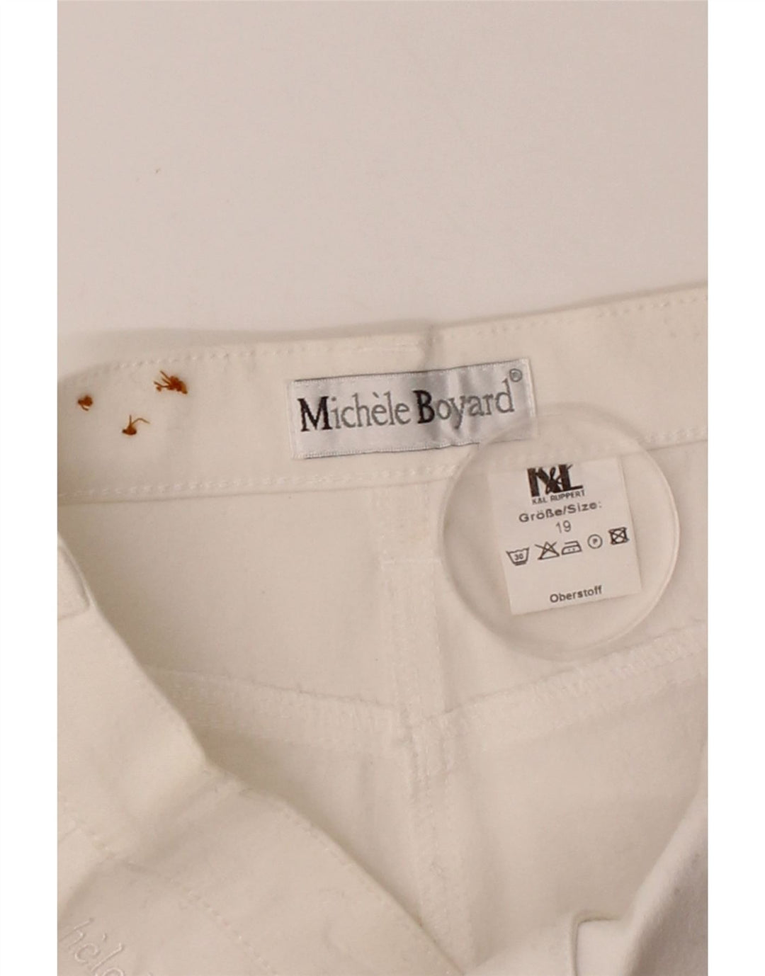 MICHELE BOYARD Womens Straight Casual Trousers W28 L28 White Cotton Vintage Michele Boyard and Second-Hand Michele Boyard from Messina Hembry 