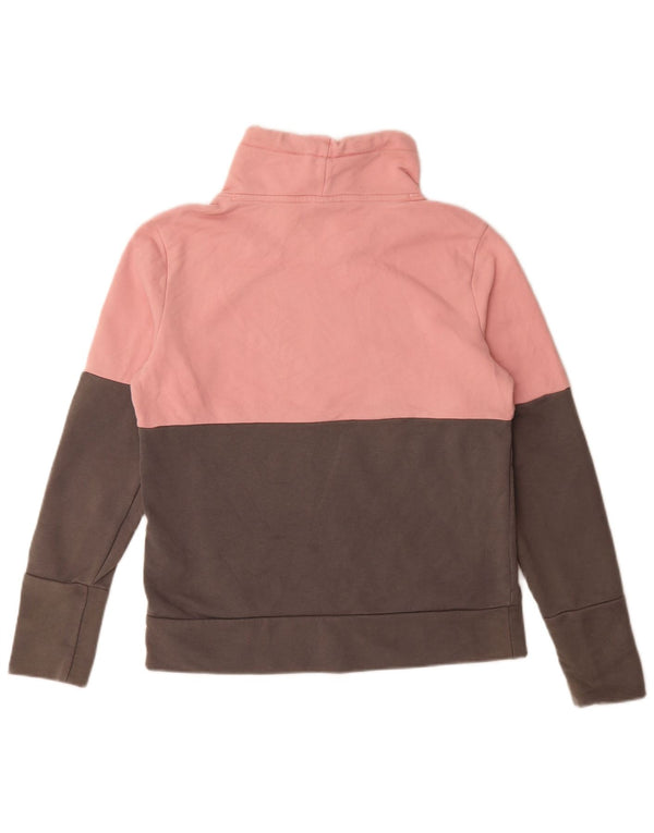 Puma feminino gráfico moletom jumper UK 14 médio rosa colorblock algodão