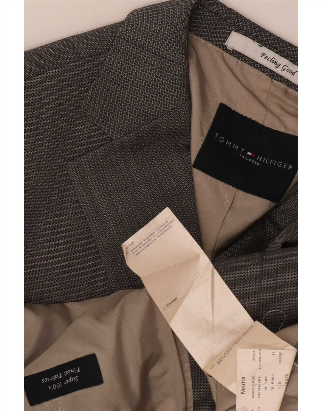 Jaqueta Blazer Masculina Tommy Hilfiger com 2 Botões IT 54 2XL Lã Virgem Cinza