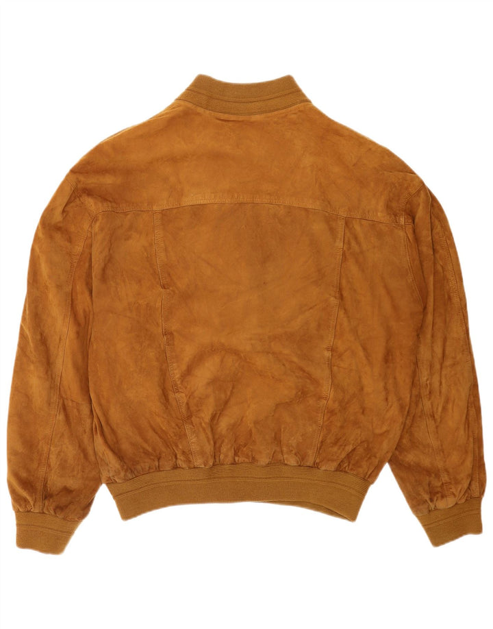 Jaqueta bomber masculina vintage de camurça IT 56 2XL couro bege