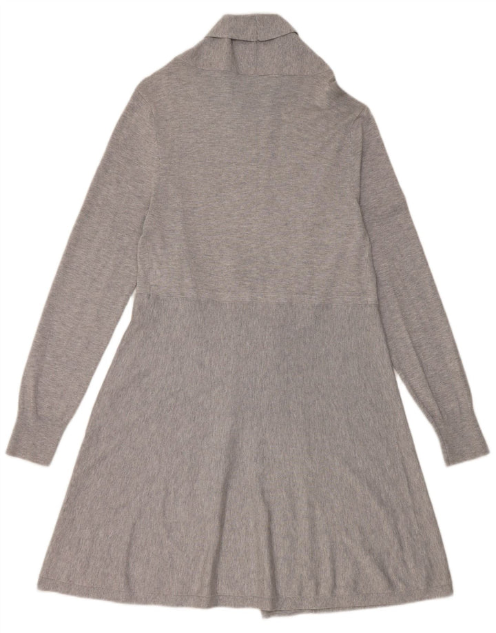 Suéter feminino de cardigã aberto com palangre Phase Eight Reino Unido 14 Viscose cinza médio