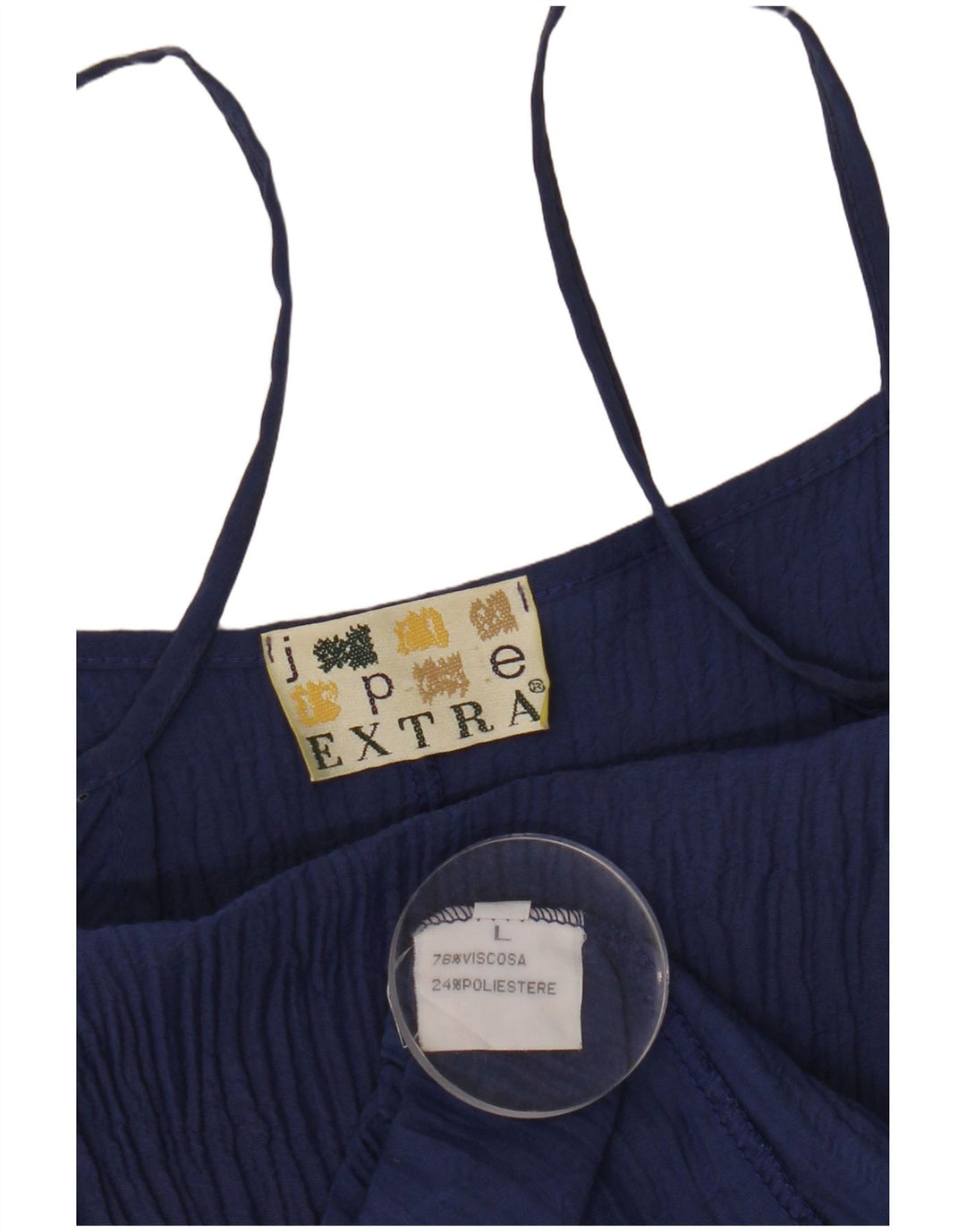 Vestido deslizante feminino VINTAGE Reino Unido 14 grande viscose azul marinho