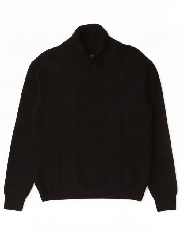 Zara Suéter masculino com gola xale XL azul marinho acrílico