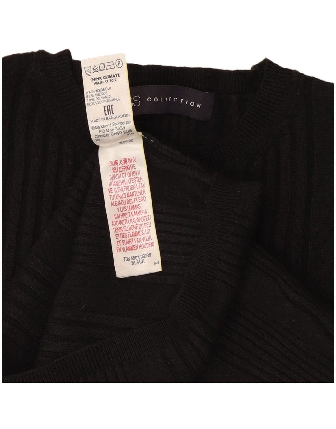 Suéter feminino Marks & Spencer com gola redonda e gola redonda Reino Unido 10 pequeno preto
