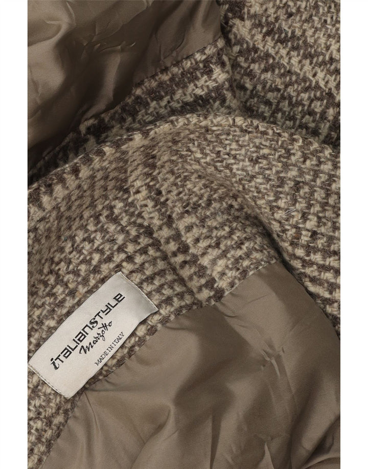 Sobretudo feminino vintage grande UK 16 xadrez cinza grande