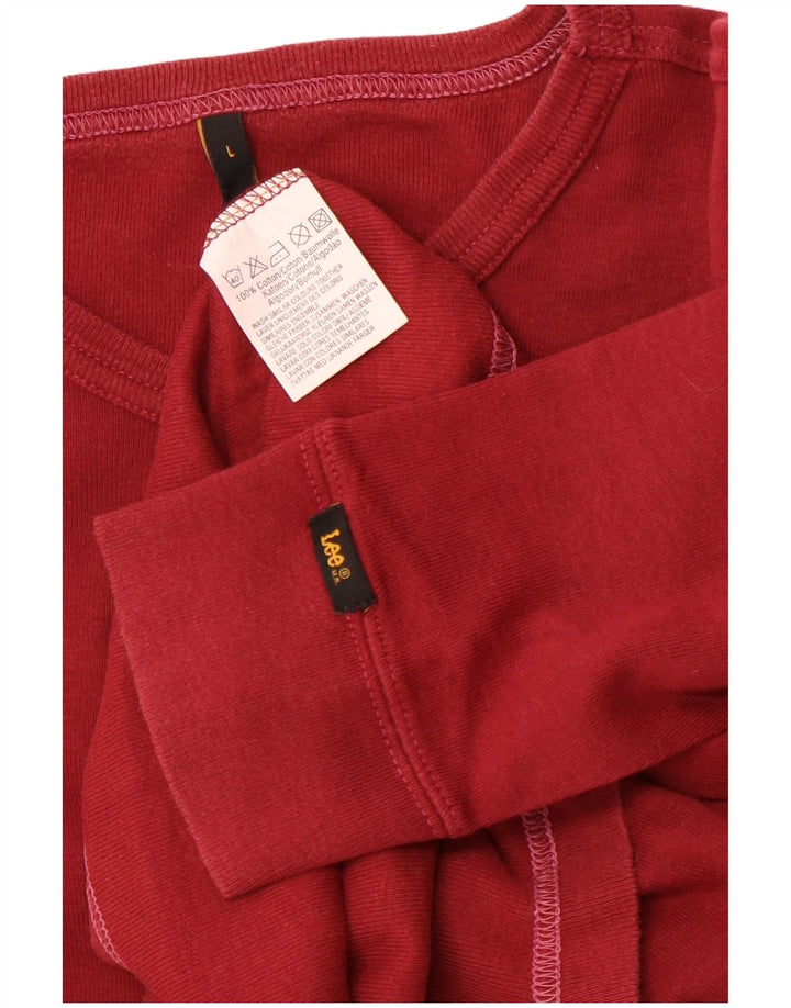LEE Top feminino de manga comprida UK 16 grande algodão vermelho
