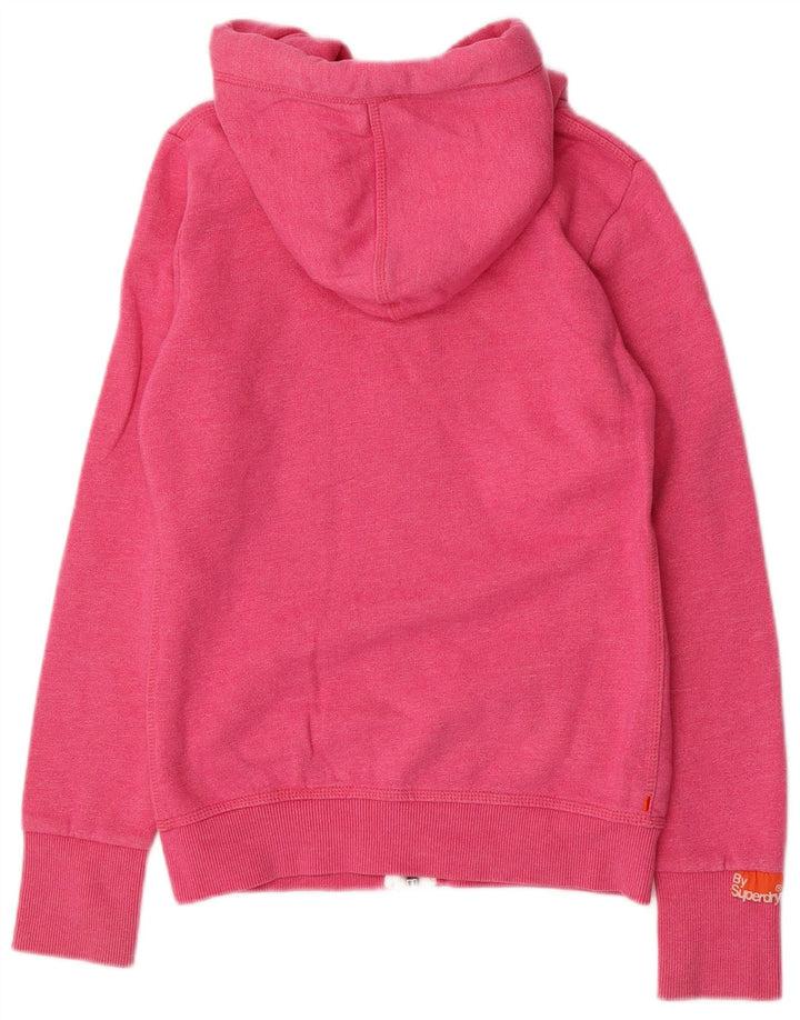 Suéter feminino SUPERDRY Orange Label com capuz e zíper solto Reino Unido 6 XS rosa