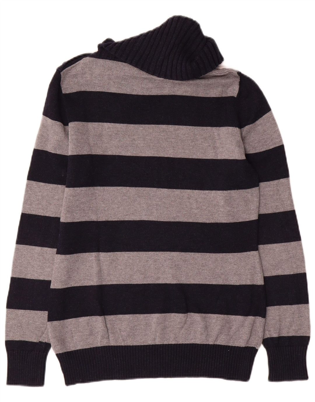 Suéter feminino Massimo Dutti com gola redonda e botão Reino Unido 12 médio azul marinho